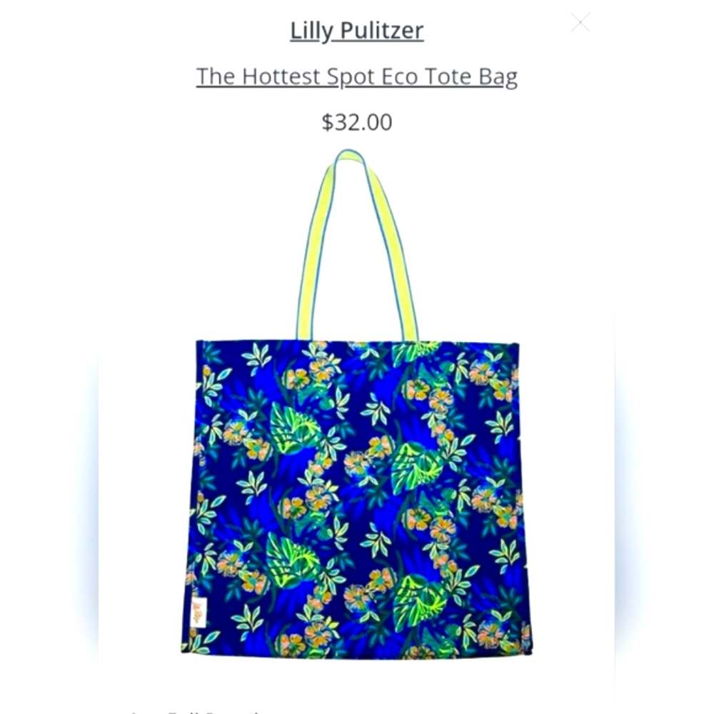Lilly Pulitzer Bag -Eco Tote Bag LARGE NWT Multi The Hottest Spot 18in X…